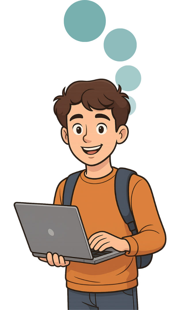 Garoto segurando um notebook